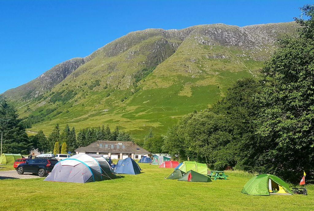 Campingplatz am westlichen Ausläufer des Ben Nevis dem Meall an t-Suidhe